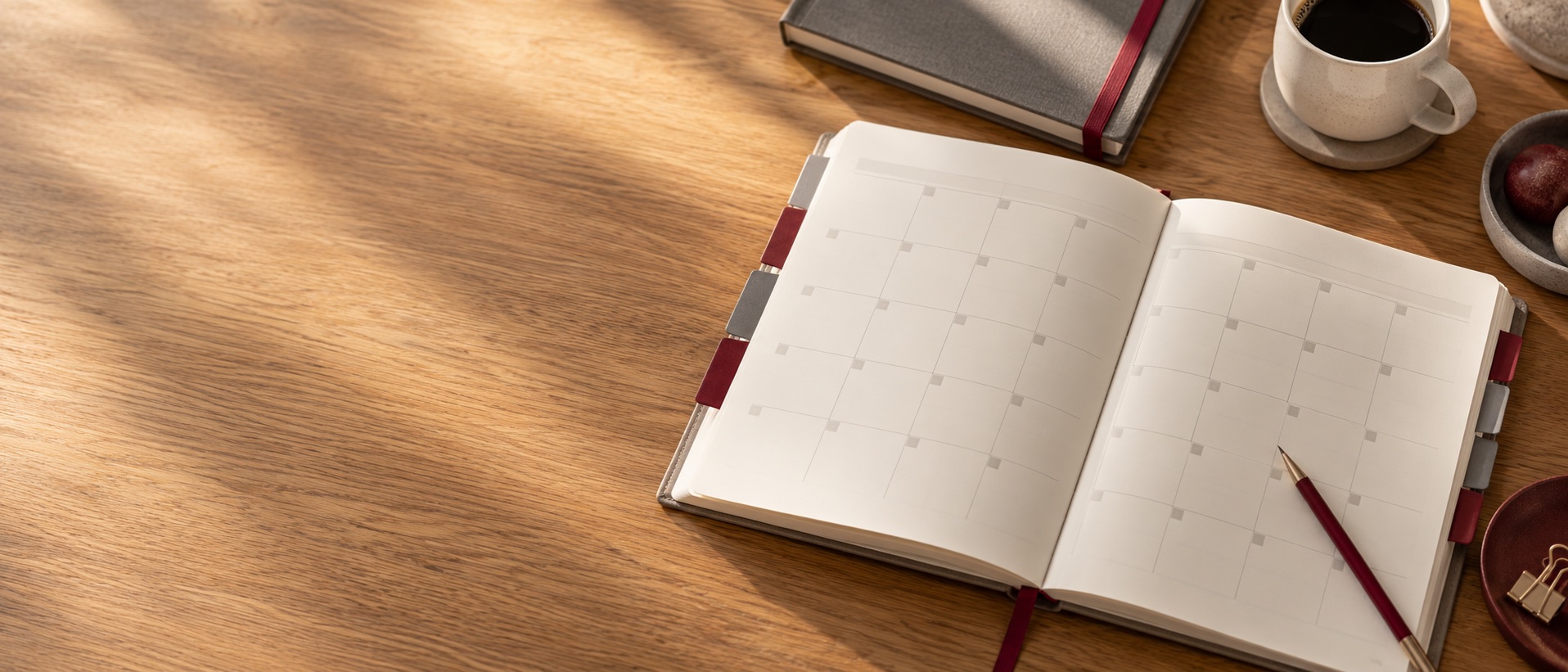 A paper campaign calendar on a desk